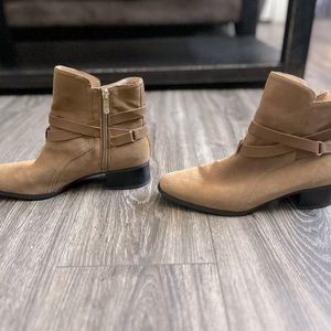Tan booties great for leggings or jeans